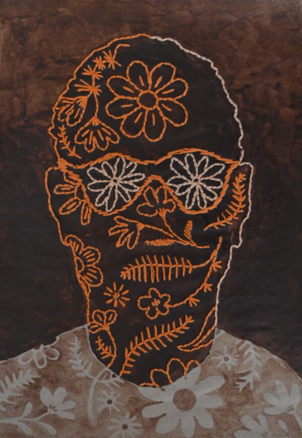 Artwork by Nanon Morsink titled It’s in your head, made with acrylic on paper and embroidery