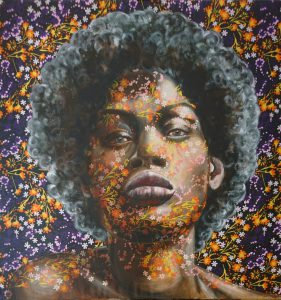Artwork by Nanon Morsink titled Soul I, made with acrylic on pre-printed fabric