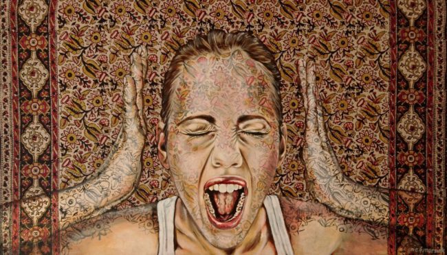 Untitled artwork by Nanon Morsink, made with acrylic on pre-printed fabric