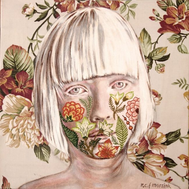 Artwork by Nanon Morsink titled Silenced II, made with acrylic on pre-printed fabric