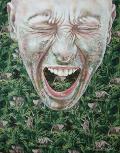 Artwork by Nanon Morsink titled Jungle in my head II, made with acrylic on pre-printed fabric