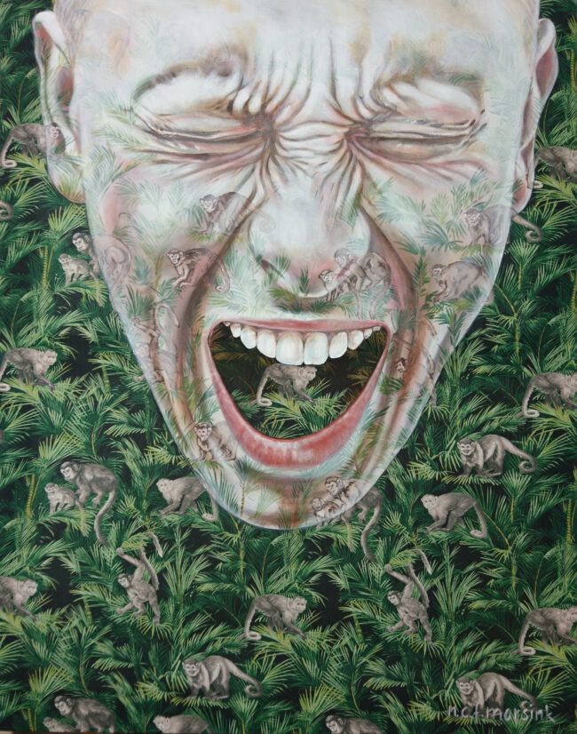 Artwork by Nanon Morsink titled Jungle in my head II, made with acrylic on pre-printed fabric