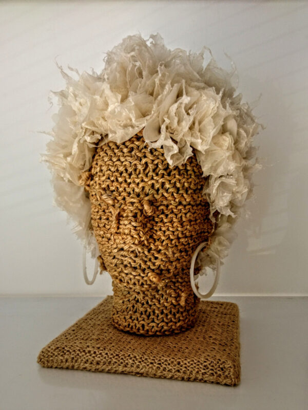 Need for Soul, sculpture made of reused rope, reused plastic, head by contemporary artist Nanon Morsink