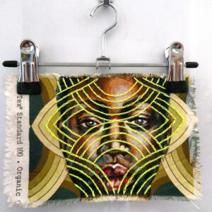 Artwork by Nanon Morsink titled Wallflower, made with acrylic on pre-printed fabric and embroidery