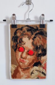 Artwork by Nanon Morsink titled Wallflower, made with acrylic on pre-printed fabric and embroidery
