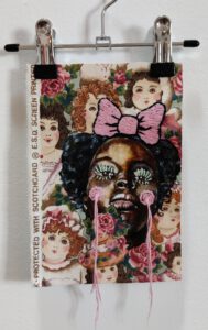 Artwork by Nanon Morsink titled Wallflower, made with acrylic on pre-printed fabric and embroidery
