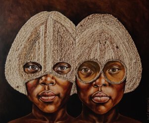 Artwork by Nanon Morsink titled Nosotras, made with acrylic on canvas and jute