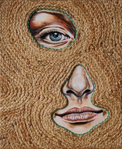 Work by Nanon Morsink with jute, cord, and acrylic on canvas
