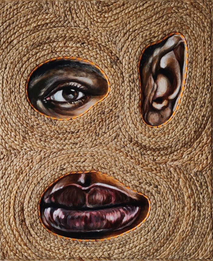 Artwork by Nanon Morsink made with acrylic on canvas, jute and cord