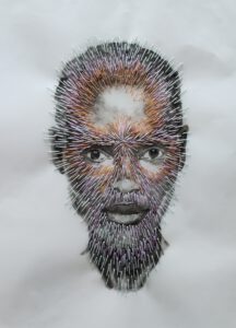 “I Am III” by Nanon Morsink – hand-drawn portrait on chalk paper, minimalist contemporary artwork, 30 x 40 cm.